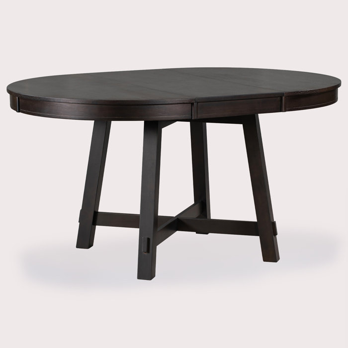 Gracie Oaks Expandable Round Farmhouse Dining Table With 16" Leaf
